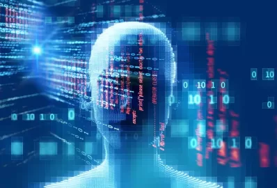 Effects of AI Technology in the Philippines image depicting mix between data code and the human brain
