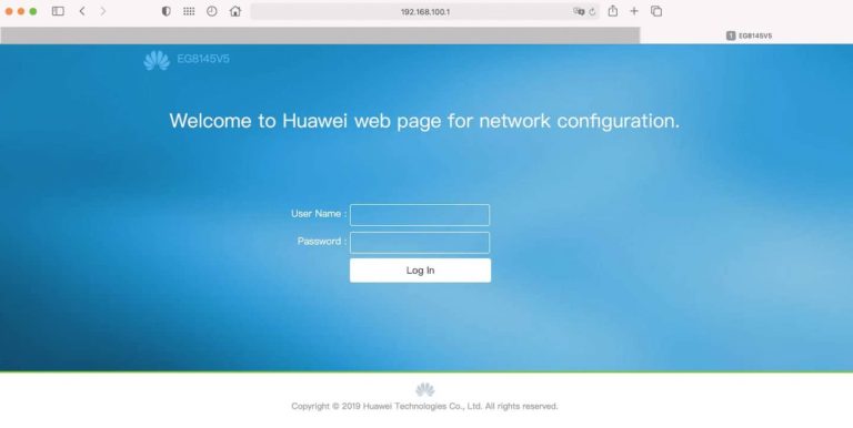 Converge Huawei Router Login Screen