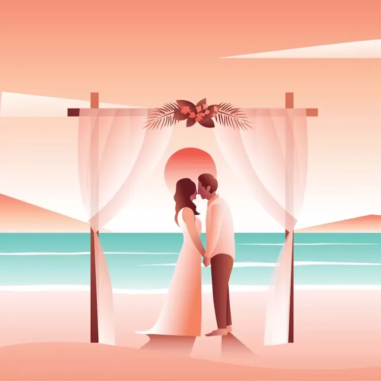 Wedding couple on beach. Problems getting married in Palawan
